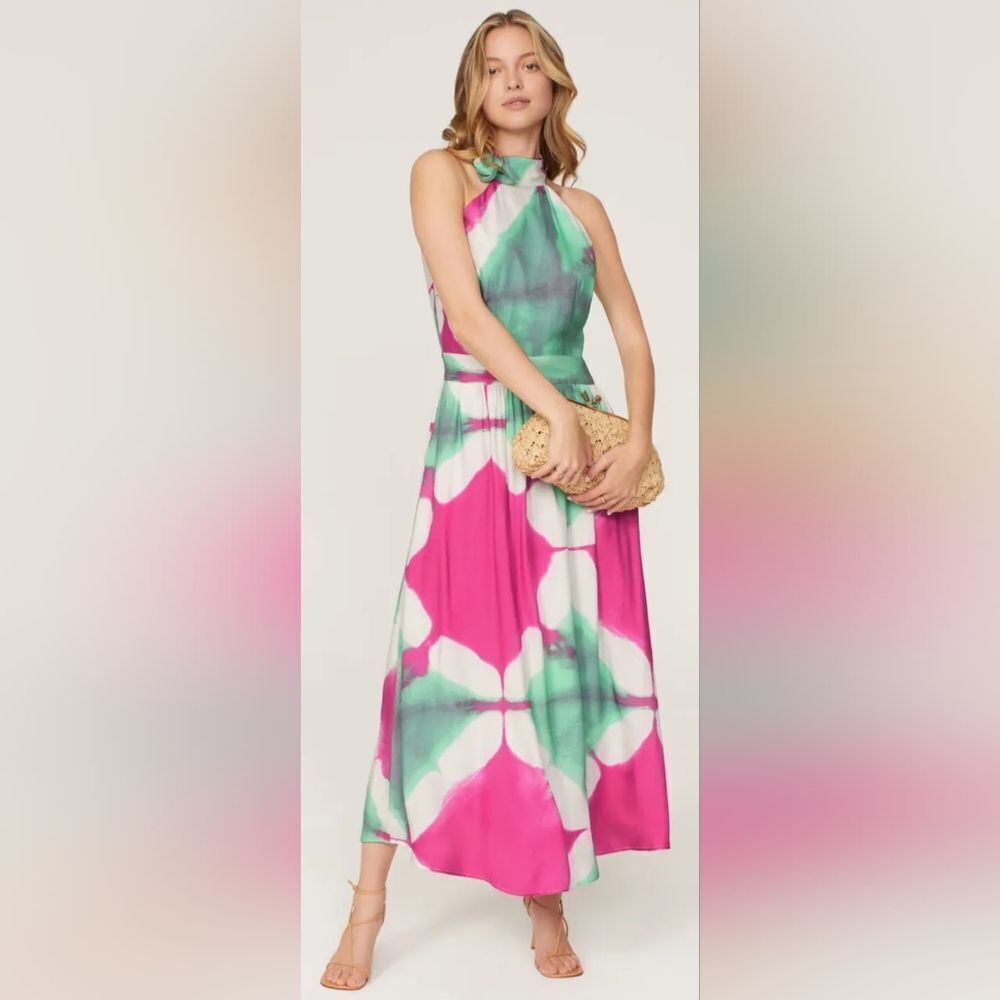 Busayo Collective Tie Dye Side Tie Neckline Dress With Pockets (8)
